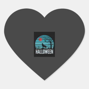 Halloween-Wolf-Friedhofs-Mond-Vektor Herz-Aufkleber