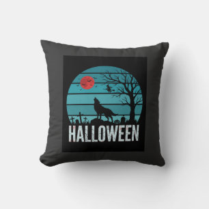 Halloween-Wolf-Friedhofs-Mond-Vektor Kissen