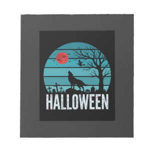Halloween-Wolf-Friedhofs-Mond-Vektor Notizblock