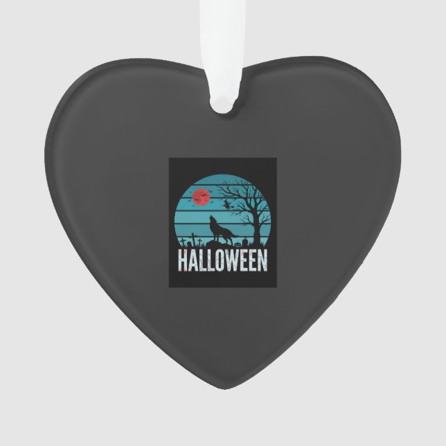 Halloween-Wolf-Friedhofs-Mond-Vektor Ornament (Vorderseite)