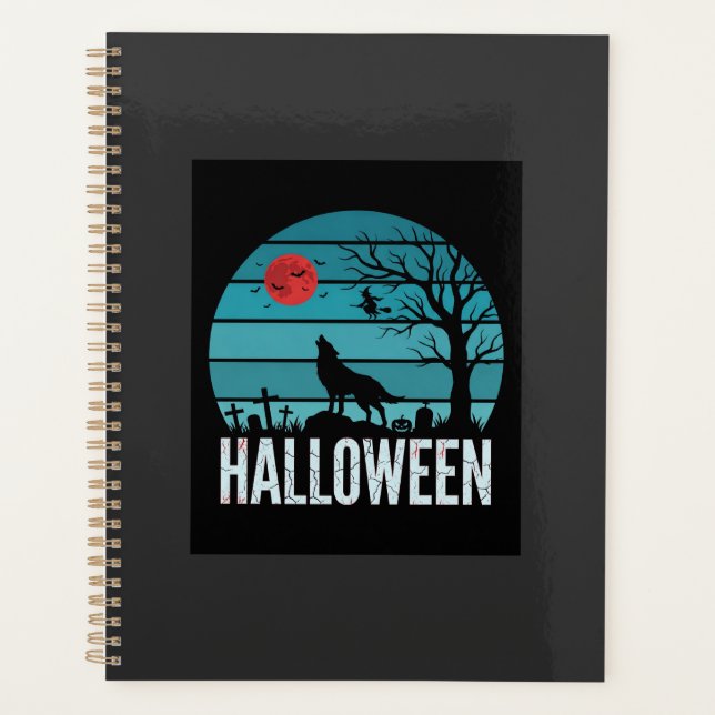 Halloween-Wolf-Friedhofs-Mond-Vektor Planer (Vorderseite)