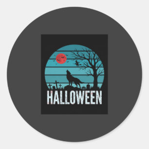 Halloween-Wolf-Friedhofs-Mond-Vektor Runder Aufkleber