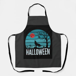Halloween-Wolf-Friedhofs-Mond-Vektor Schürze