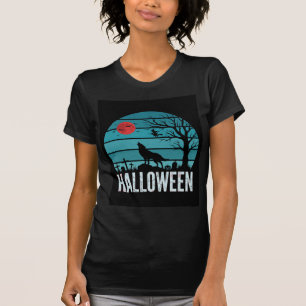 Halloween-Wolf-Friedhofs-Mond-Vektor T-Shirt