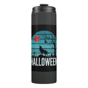 Halloween-Wolf-Friedhofs-Mond-Vektor Thermosbecher