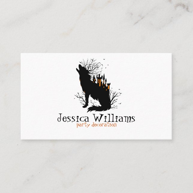Halloween Wolf mit spoky Castle Visitenkarte (Vorderseite)