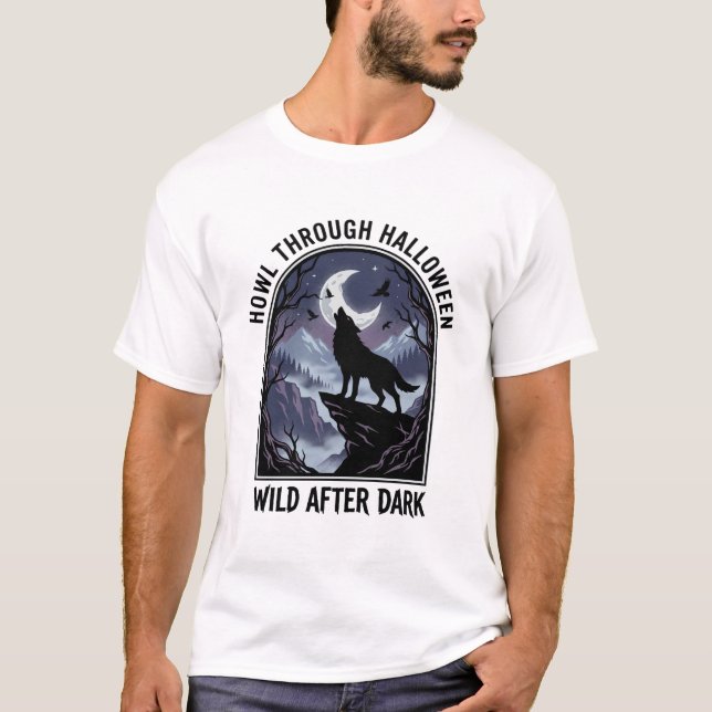 Halloween Wolf Moon Wildnis T-Shirt (Vorderseite)