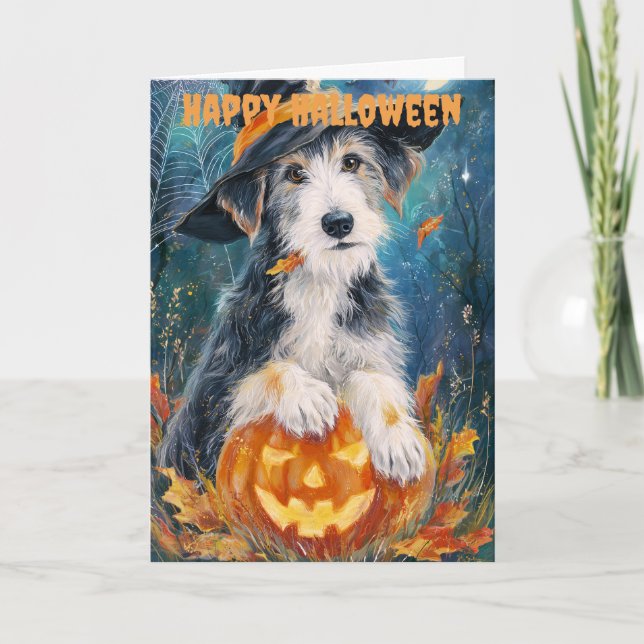 Halloween Wolfhound Dog Feiertagskarte (Vorderseite)