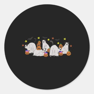 Halloween Women Cat Ghost Stickerei Effekt Design Runder Aufkleber