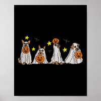 Halloween Women Ghost Hund Stickerei Effekt Design