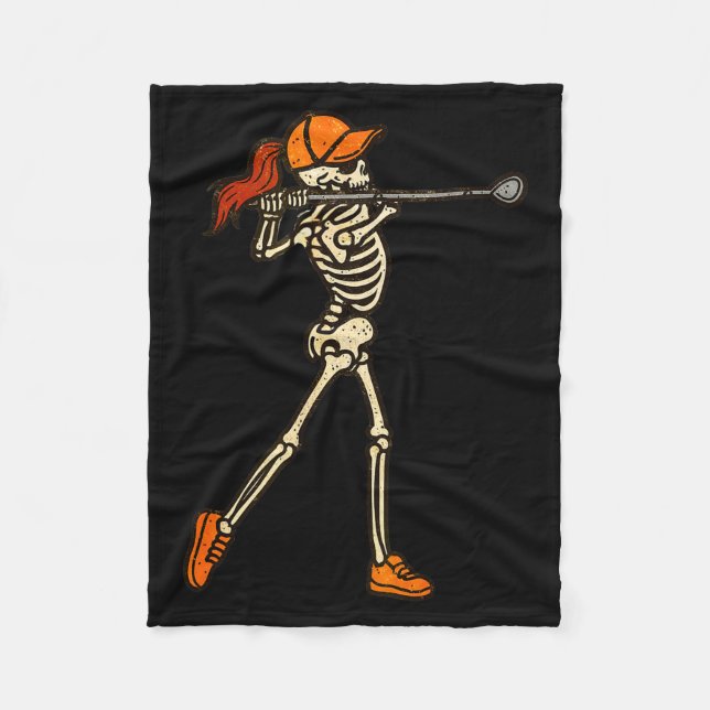 Halloween Women Golf Skeleton Funny Golf Halloween Fleecedecke (Vorderseite)