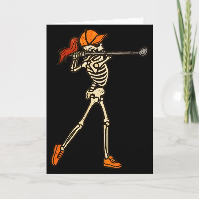 Halloween Women Golf Skeleton Funny Golf Halloween Karte (Vorderseite)