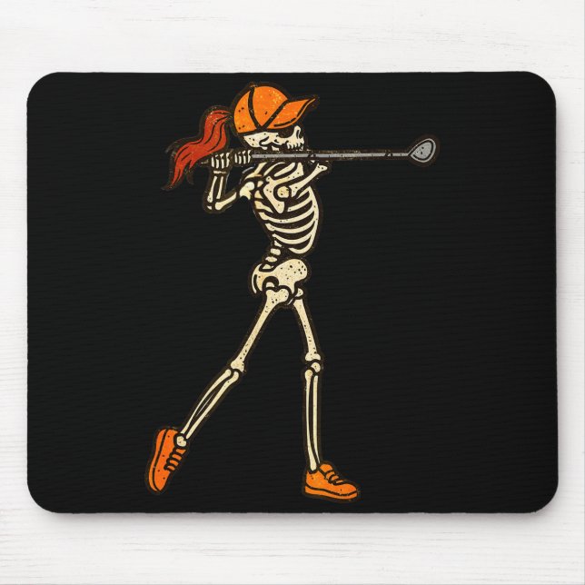 Halloween Women Golf Skeleton Funny Golf Halloween Mousepad (Vorne)