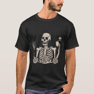 Halloween Women Men Funny Skeleton Drink Kaffee T-Shirt