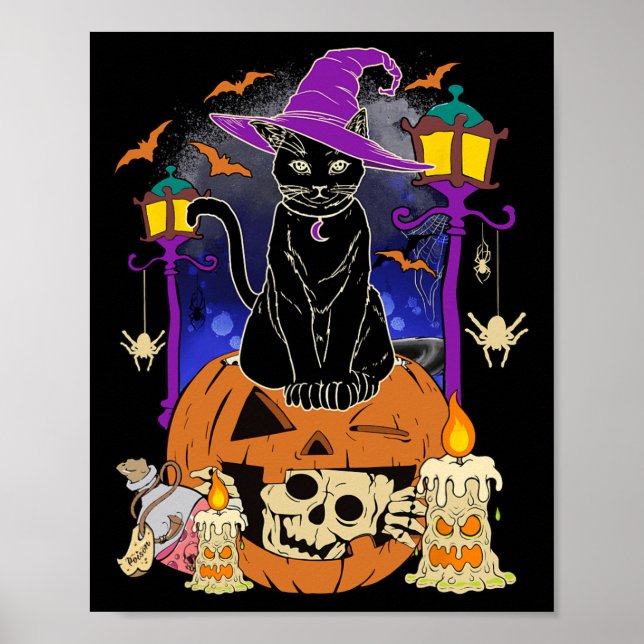 Halloween Women Men Kids Halloween Black Cat Pump Poster (Vorne)