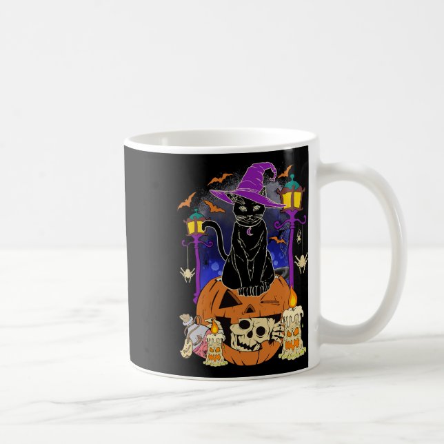 Halloween Women Men Kids Halloween Black Cat Pumpe Kaffeetasse (Rechts)