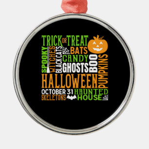 Halloween Word Jumble Niedlich Spirit Pumpkin Ornament Aus Metall