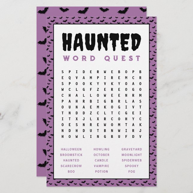 Halloween Word Search Game | Spuk Word Games Briefpapier (Vorne/Hinten)