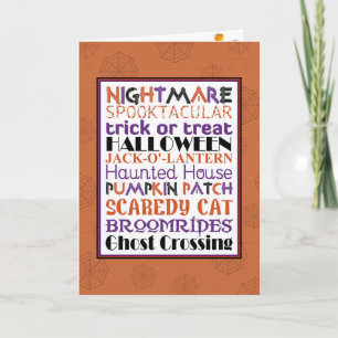 Halloween WordArt Grußkarte Karte