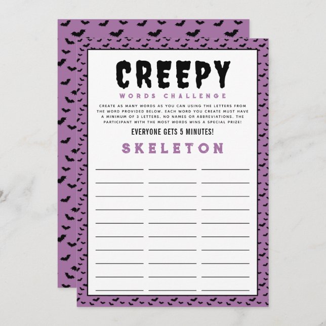 Halloween Words Challenge Game | Word Games (Vorne/Hinten)