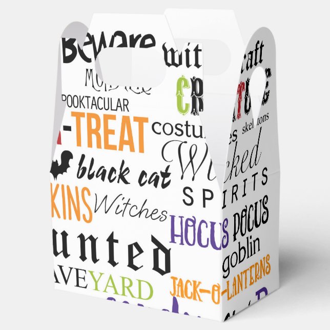 Halloween Words Typografy Fun Gastgeschenk Boxen Geschenkschachtel (Geöffnet)