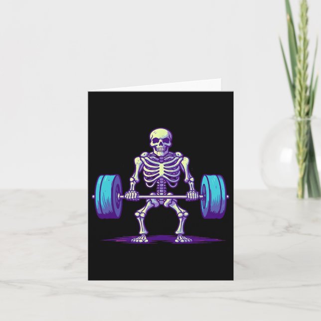 Halloween Workout Kostüm Funny Deadlift Skelett Karte (Vorderseite)
