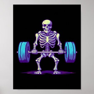 Halloween Workout Kostüm Funny Deadlift Skelett Poster