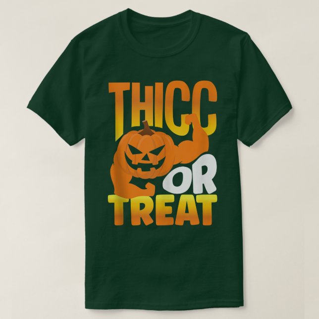Halloween Workout Pumpkin Gewichtsheben Thicc oder T-Shirt (Design vorne)
