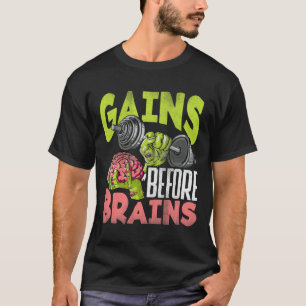 Halloween Workout Zombie Weightlift Gains Befor T-Shirt