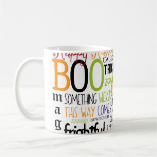 Halloween-Wort-Typografie Lustiger Feiertag Kaffee Tasse