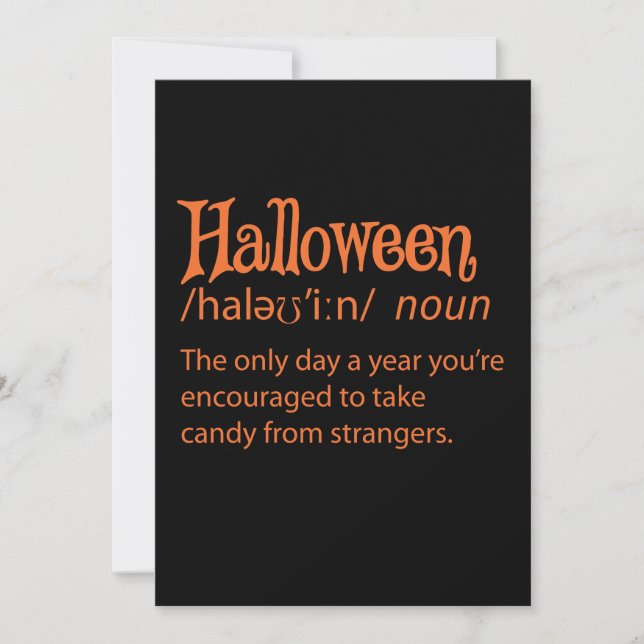 Halloween-Wörterbuchdefinition (Vorderseite)