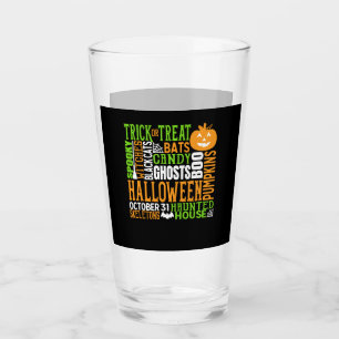 Halloween-Wortverwirrung Bunt Süß Spinne Kürbis Glas