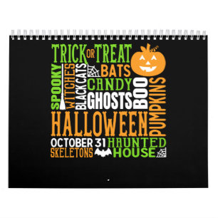 Halloween-Wortverwirrung Bunt Süß Spinne Kürbis Kalender