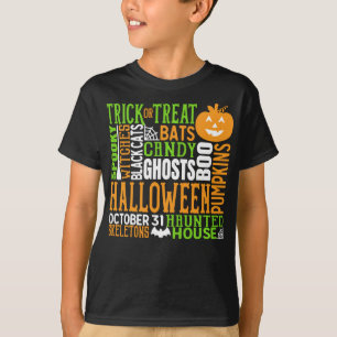 Halloween-Wortverwirrung Buntes Süßes Spinne Kürbi T-Shirt
