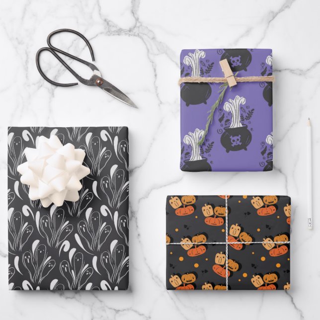 Halloween Wrapping Paper Bundle Geschenkpapier Set (Vorderseite)