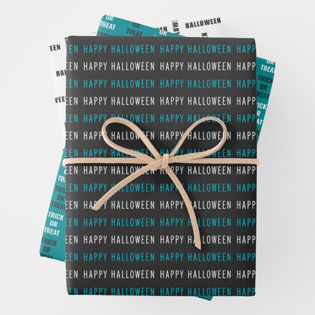 Halloween Wrapping Paper Flat Sheet Set 3 Geschenkpapier Set (Beispiel)
