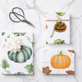 Halloween Wrapping Paper Flat Sheet Set 3 Geschenkpapier Set