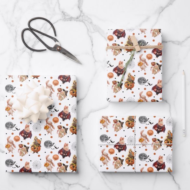 Halloween Wrapping Paper Flat Sheet Set 3 Geschenkpapier Set (Vorderseite)