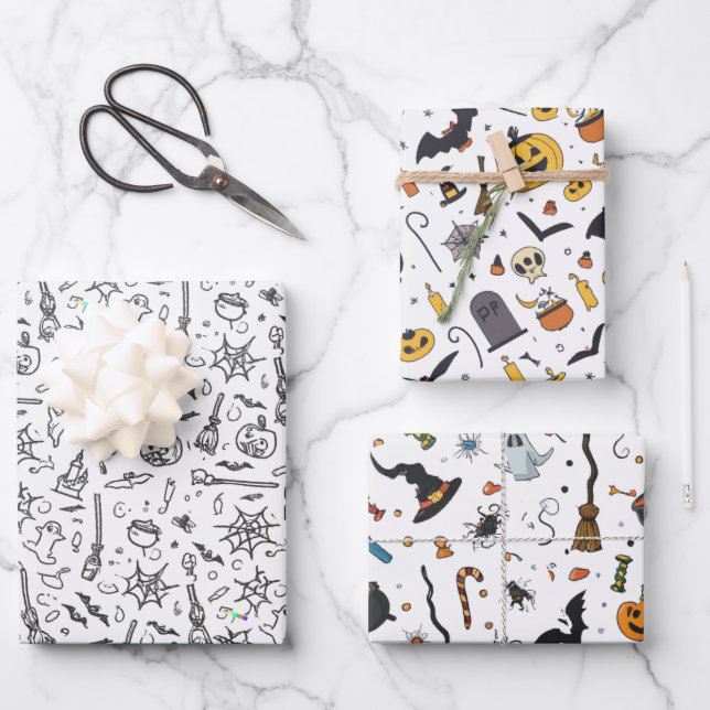 Halloween Wrapping Paper Geschenkpapier Set (Vorderseite)