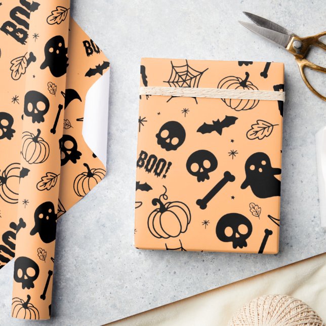 Halloween Wrapping Paper Kid Niedlich Orange Hallo Geschenkpapier (Von Creator hochgeladen)