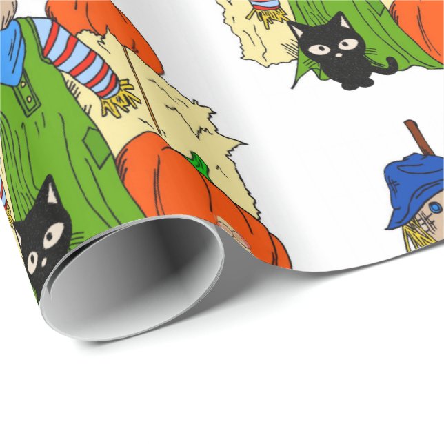 Halloween Wrapping Paper, Scarecrow Geschenkpapier (Rolleneckpunkt)