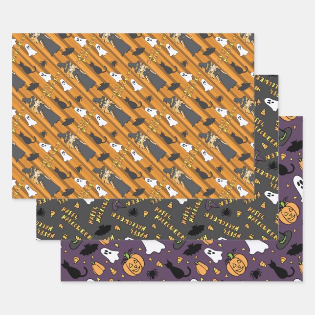 Halloween Wrapping Paper Set Geschenkpapier Set (Set)