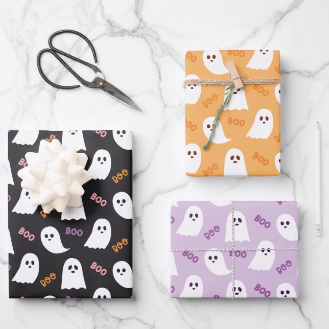 Halloween Wrapping Paper Sheets Set 3 Geschenkpapier Set (Vorderseite)