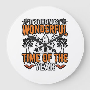 Halloween Wundervolle Zeit Des Jahres Vintage-Shir Große Wanduhr
