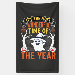 Halloween Wundervolle Zeit Geist und Kürbis Vintag Banner