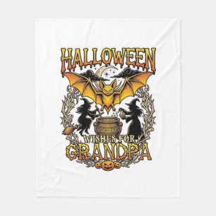 Halloween-Wünsche Opa Fledermaus Hexen-Kessel_1 Fleecedecke