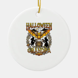Halloween-Wünsche Opa Fledermaus Hexen-Kessel_1 Keramik Ornament