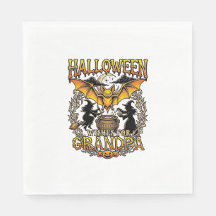 Halloween-Wünsche Opa Fledermaus Hexen-Kessel_1 Serviette