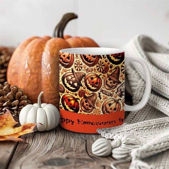 Halloween wünscht orange-braun kaffeetasse (Von Creator hochgeladen)