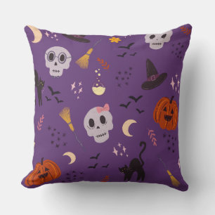 Halloween-Wurfkissen – Totenköpfe, Kürbisse, Katze Kissen